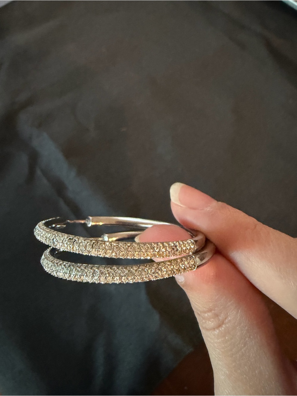 Silver Crystal Pavé Hoop Earrings - Elegant Women’s Jewelry
